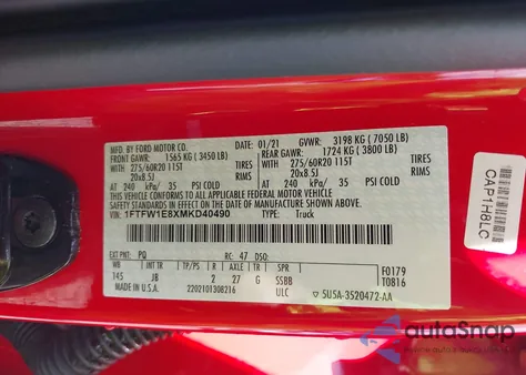 2021 Ford F-150 Xl from USA, damaged, VIN 1FTFW1E8XMKD40490